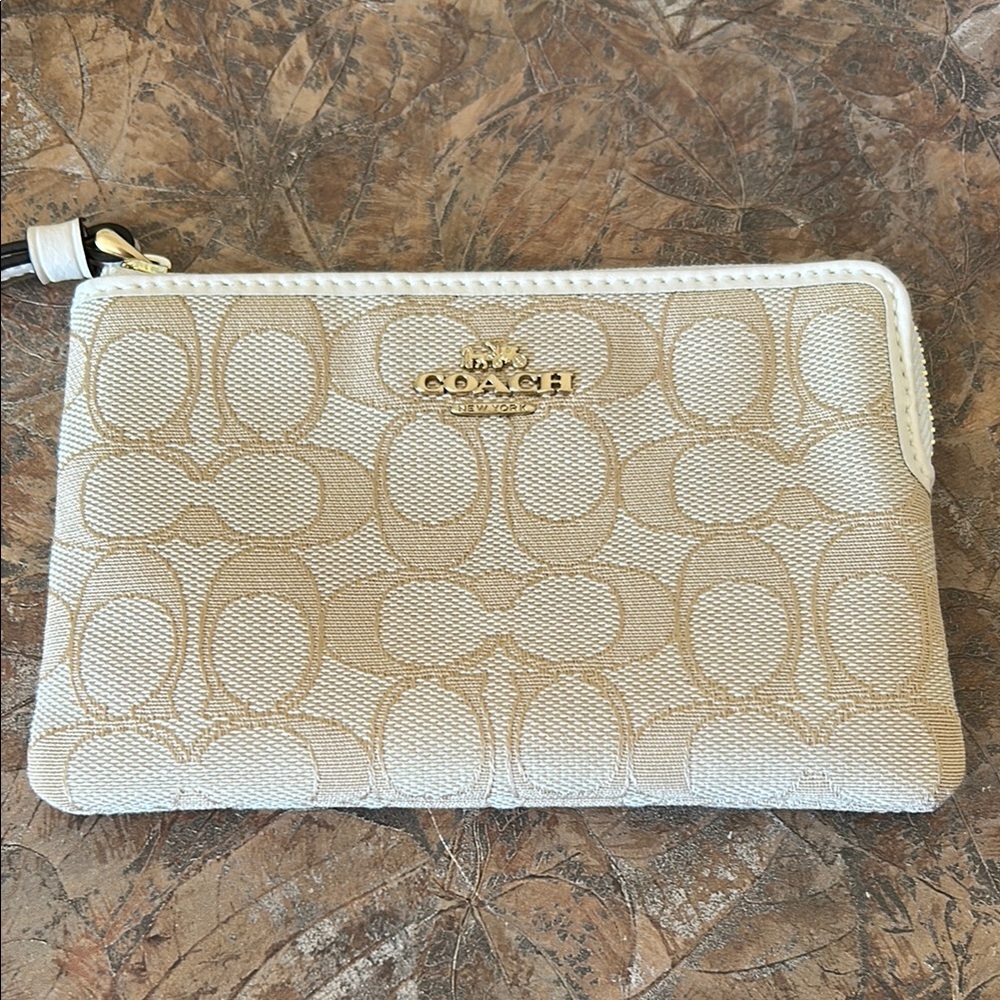 Coach Beige Monogram Wristlet